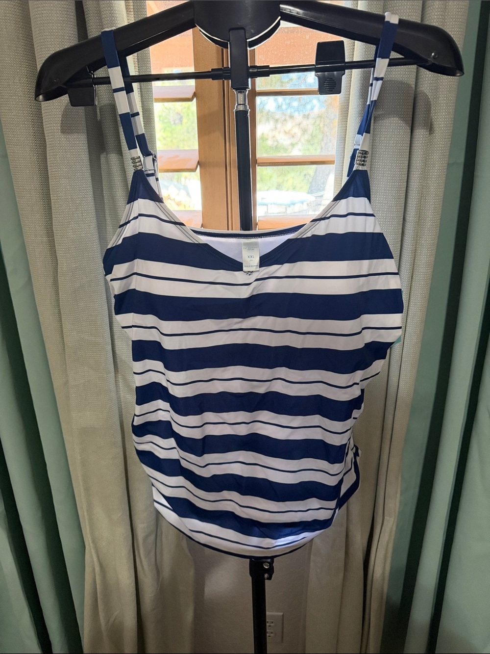 Striped Navy & White Women's Swim Coverup Tank